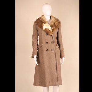 SOLD Vintage Peacoat with Rabbit Fur Collar